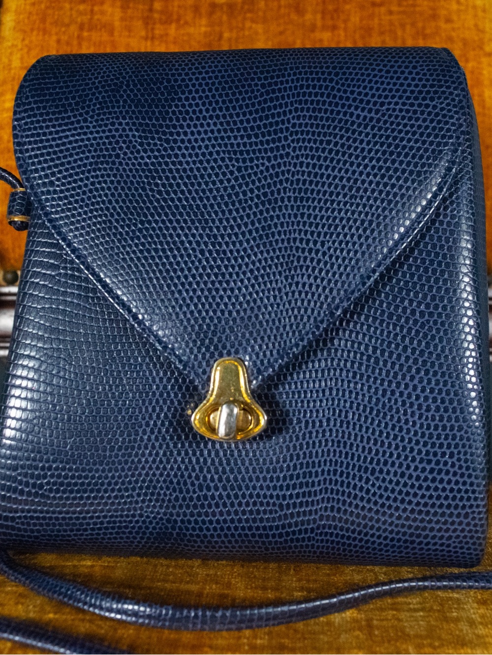 Navy Textured Crossbody Bag Faux Leather
